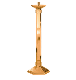 Ziegler Paschal Candlestick, 44" H, Hexagonal Column & Base (Brass, High Polish)