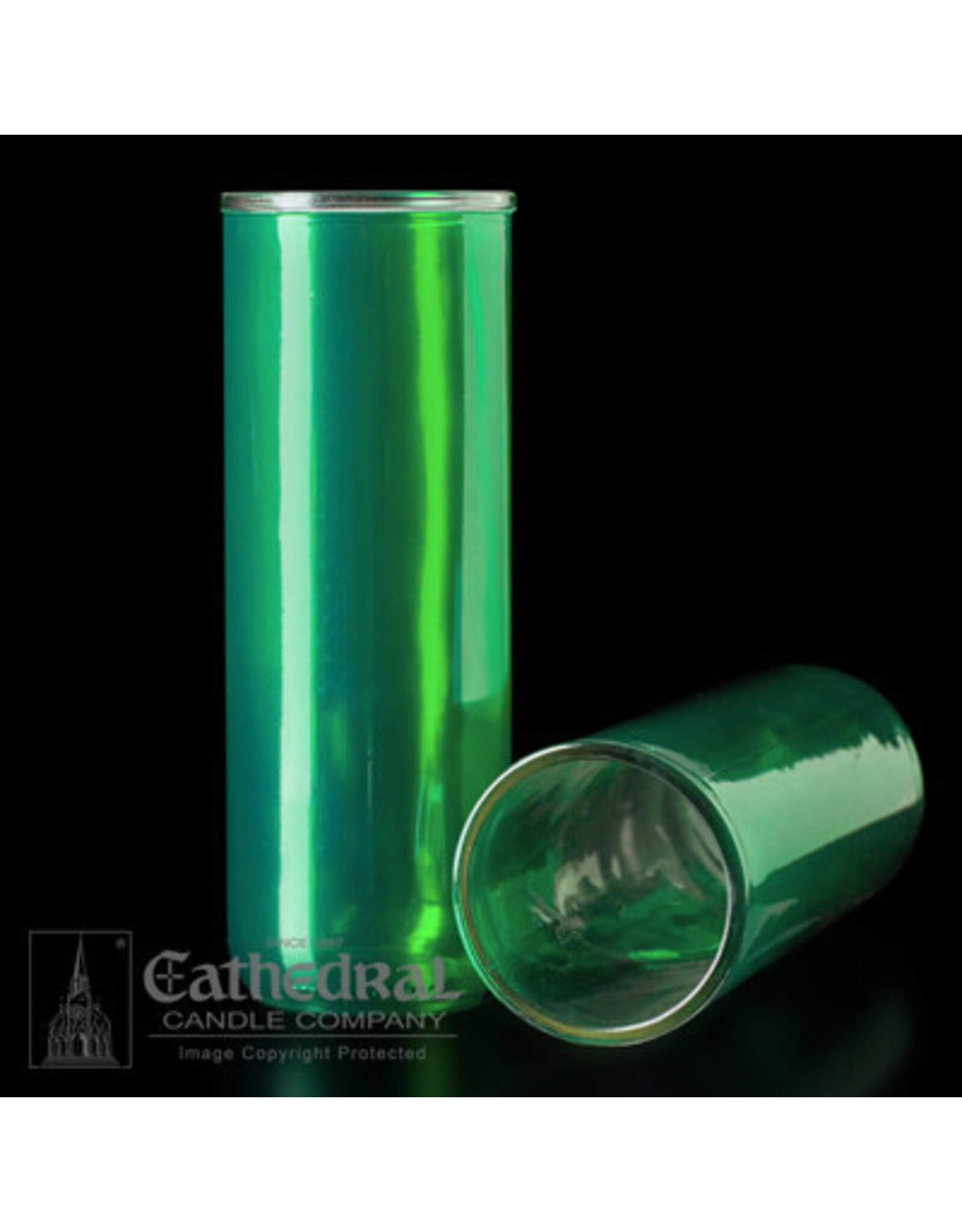 Cathedral Candle 5, 6, 7-Day Glass Globes - Green (12)