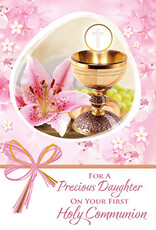 Greetings of Faith Card - First Communion (Daughter), Floral Chalice
