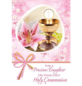 Greetings of Faith Card - First Communion (Daughter), Floral Chalice