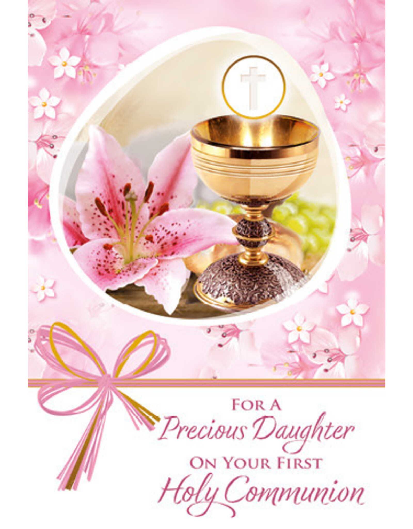 Greetings of Faith Card - First Communion (Daughter), Floral Chalice