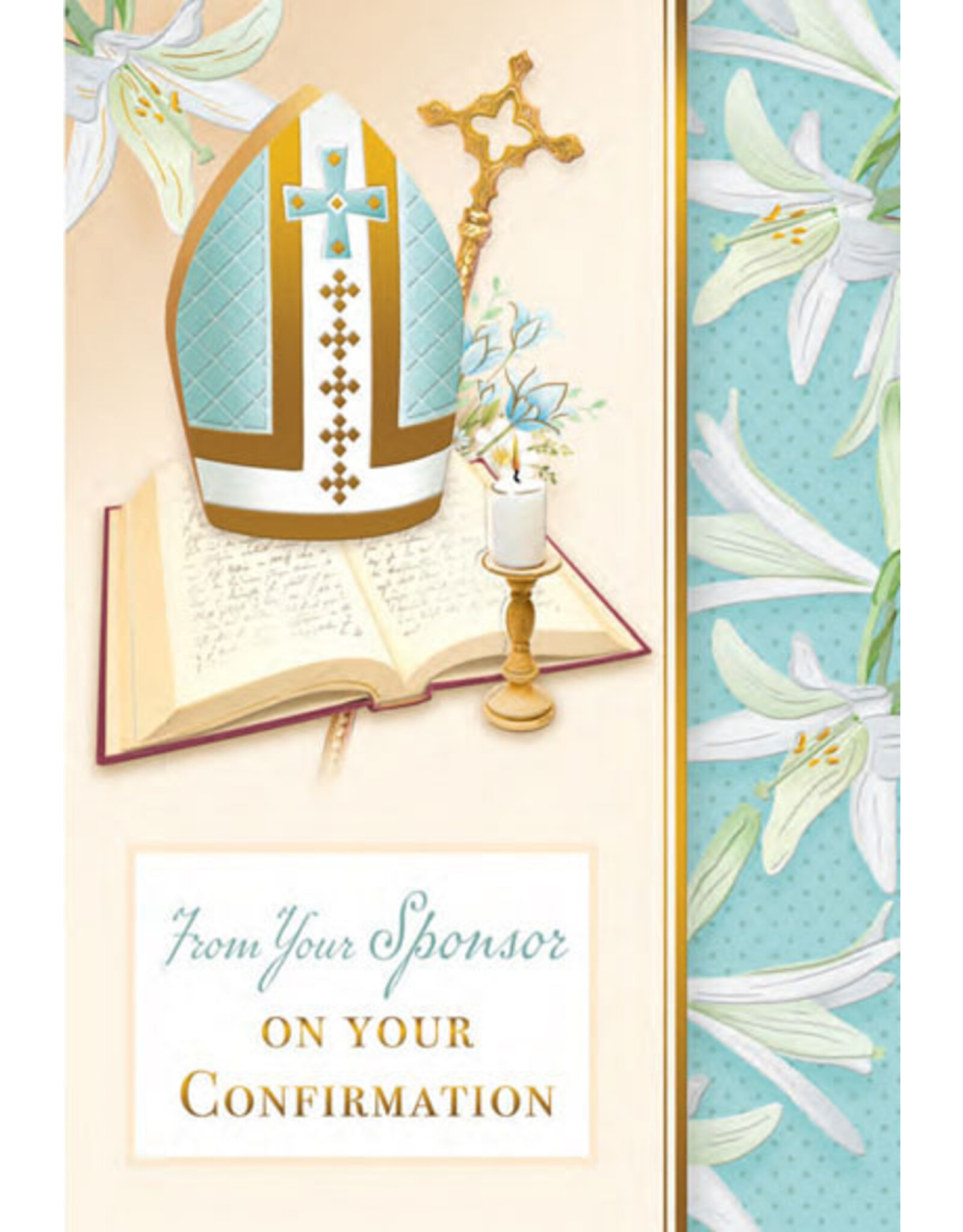 Greetings of Faith Card - Confirmation (Boy, From Sponsor), Lillies