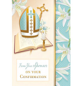 Greetings of Faith Card - Confirmation (Boy, From Sponsor), Lillies