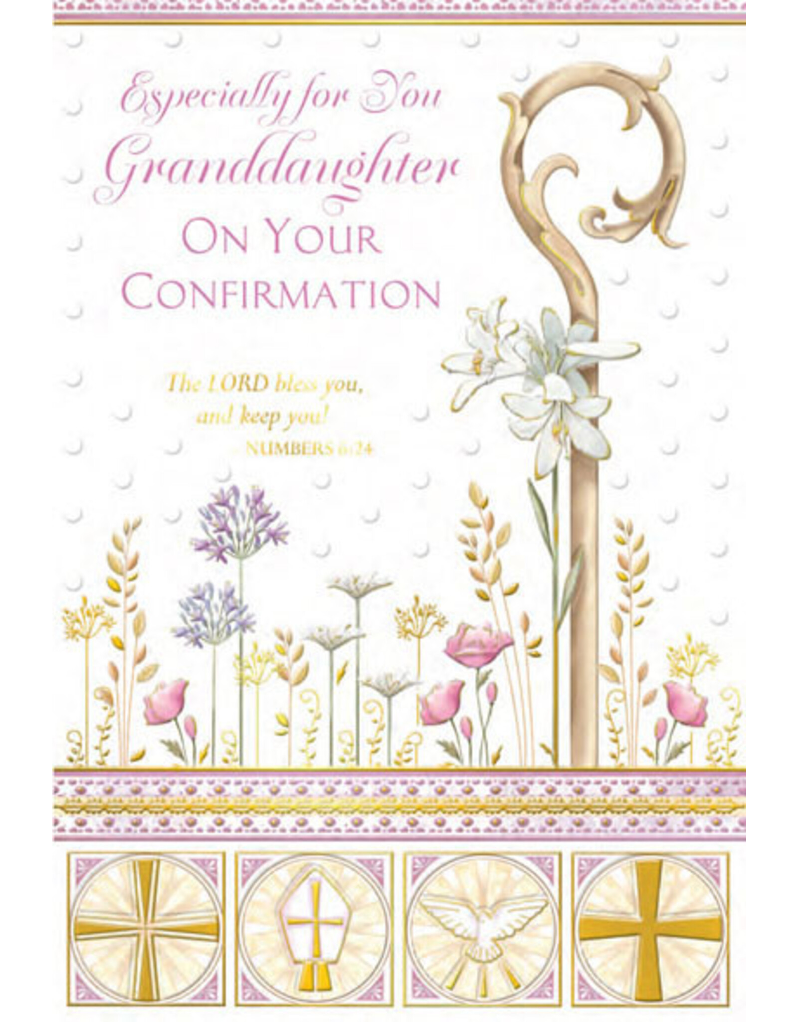 Greetings of Faith Card - Confirmation (Granddaughter), Field with Flowers & Wheat
