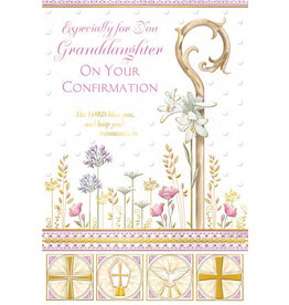 Greetings of Faith Card - Confirmation (Granddaughter), Field with Flowers & Wheat