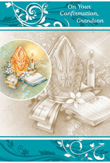 Greetings of Faith Card - Confirmation (Grandson), Teal