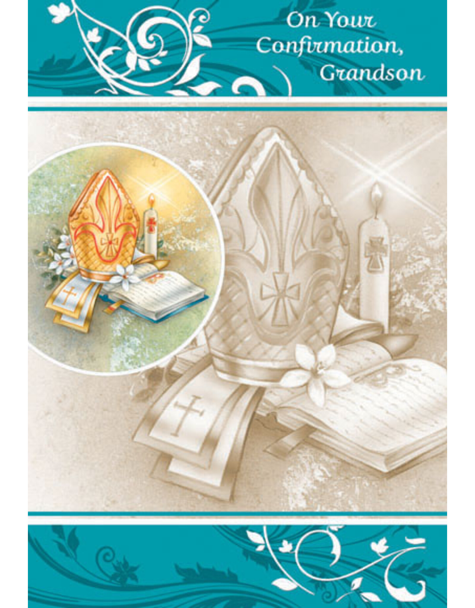 Greetings of Faith Card - Confirmation (Grandson), Teal