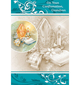 Greetings of Faith Card - Confirmation (Grandson), Teal