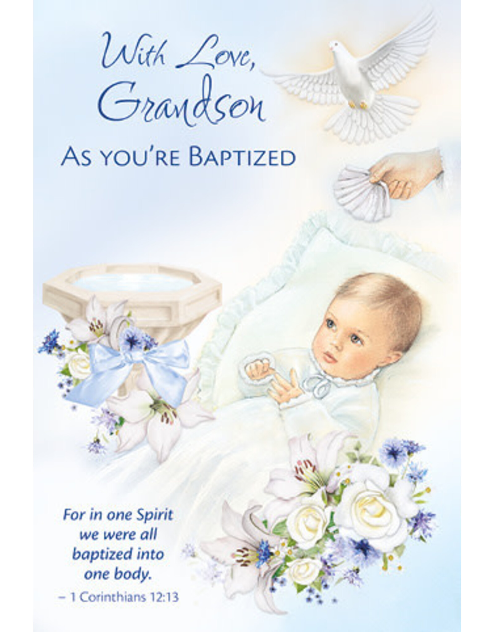 Greetings of Faith Card - Baptism (Grandson), One Spirit