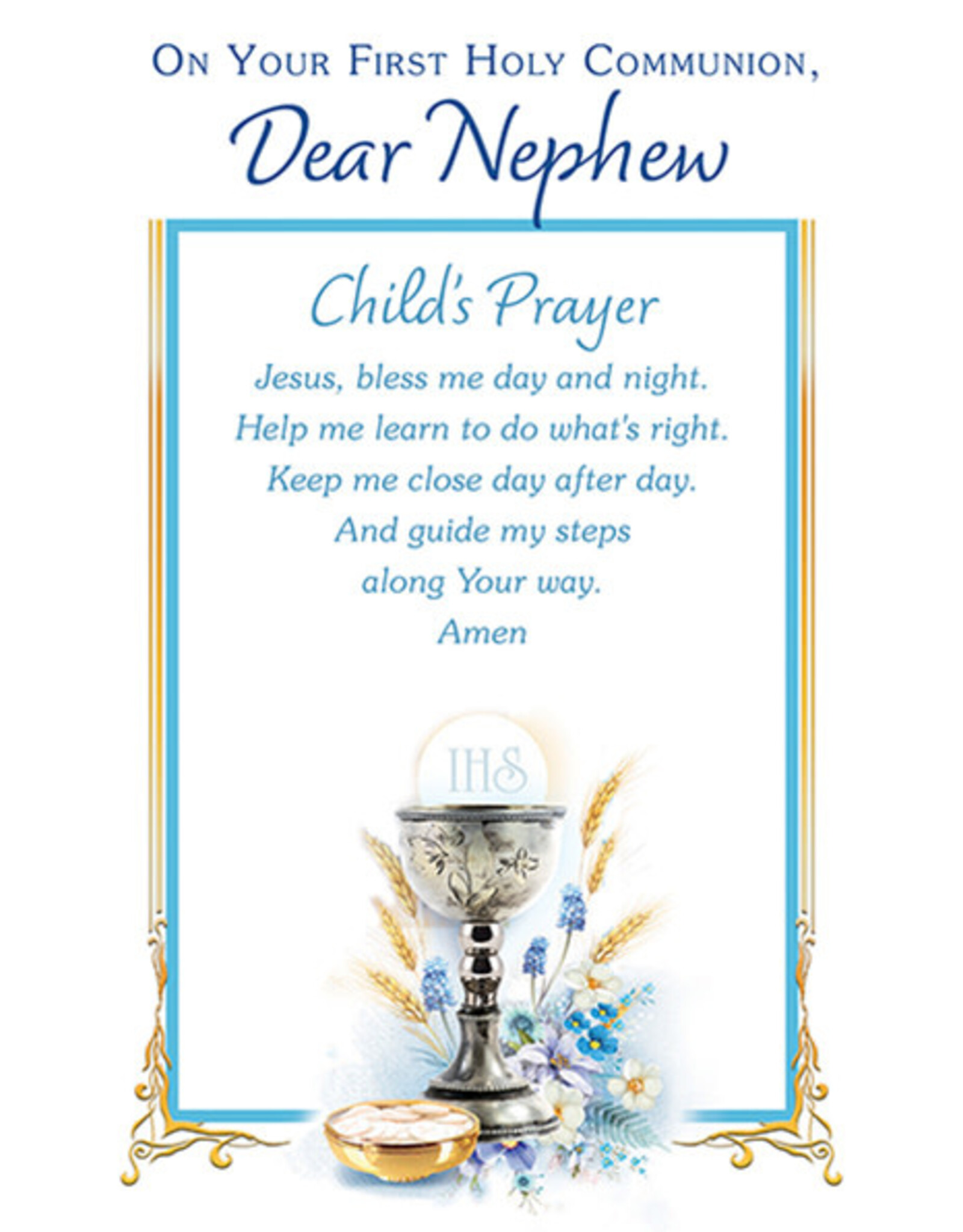 Greetings of Faith Card - First Communion (Nephew), Child's Prayer