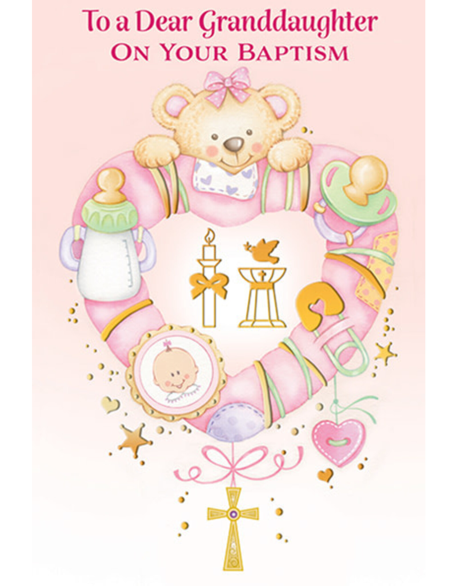 Greetings of Faith Card - Baptism (Granddaughter), Teddy Bear