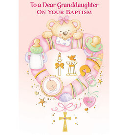 Greetings of Faith Card - Baptism (Granddaughter), Teddy Bear