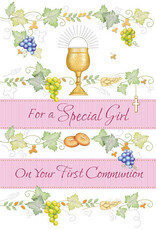 Greetings of Faith Card - First Communion (Girl), Leaves