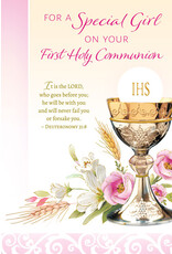Greetings of Faith Card - First Communion (Girl), The Lord Goes Before You