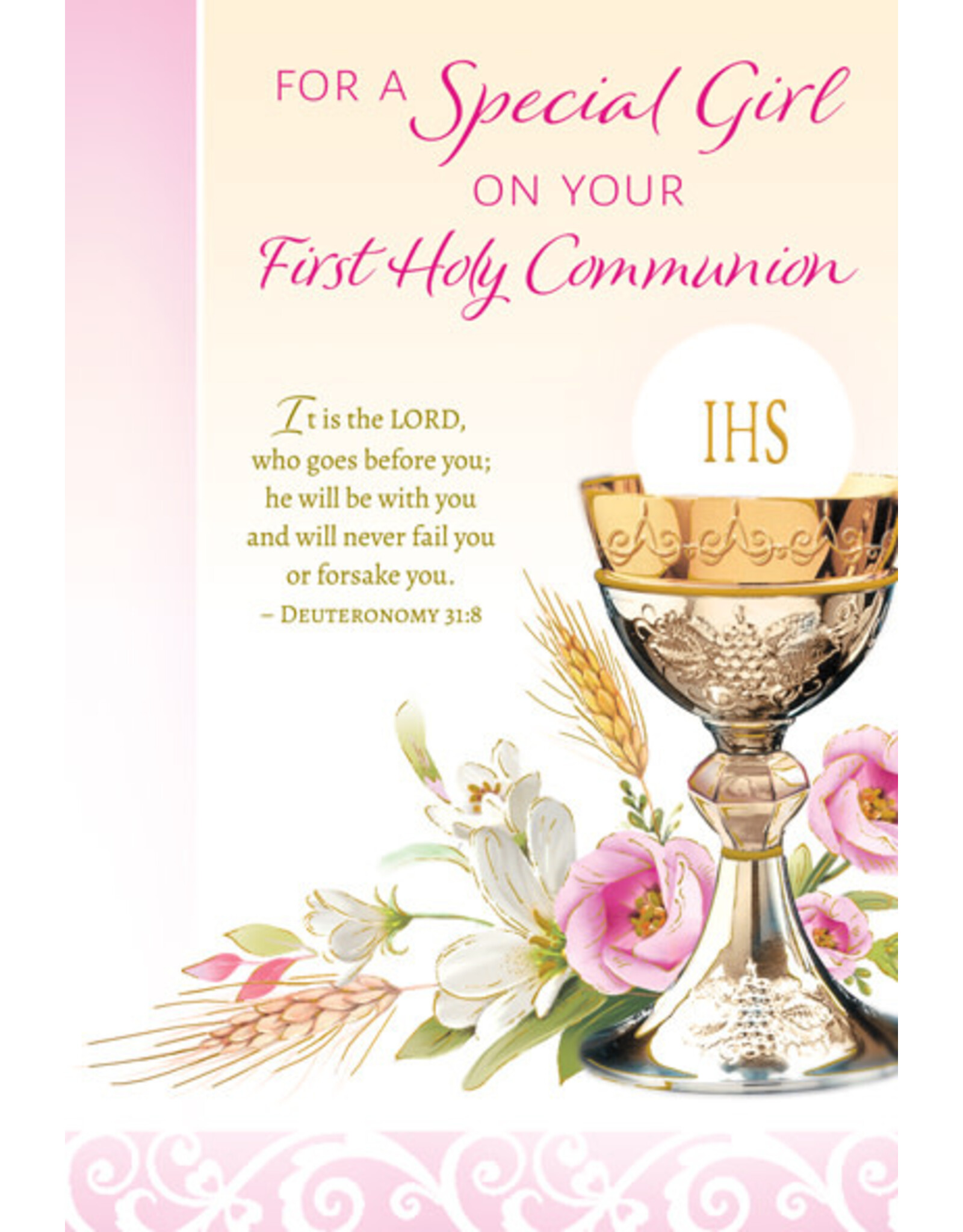Greetings of Faith Card - First Communion (Girl), The Lord Goes Before You