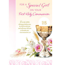 Greetings of Faith Card - First Communion (Girl), The Lord Goes Before You
