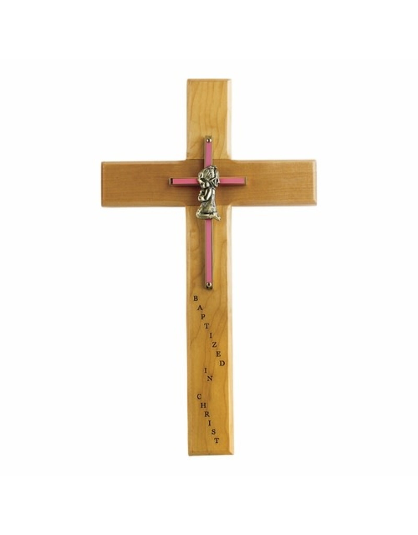 Singer Baptism Cross (Girl) -  Maple Wood / Brass (10")