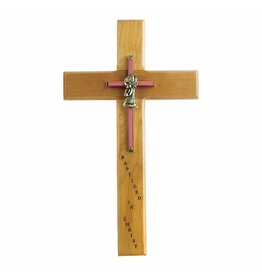 Singer Baptism Cross (Girl) -  Maple Wood / Brass (10")