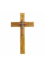 Singer Baptism Cross (Girl) -  Maple Wood / Brass (10")