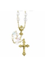 Singer First Communion Rosary, Iridescent Glass Beads