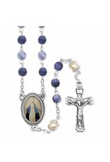 Singer Rosary - Blue Glass Beads & Miraculous Photo Center