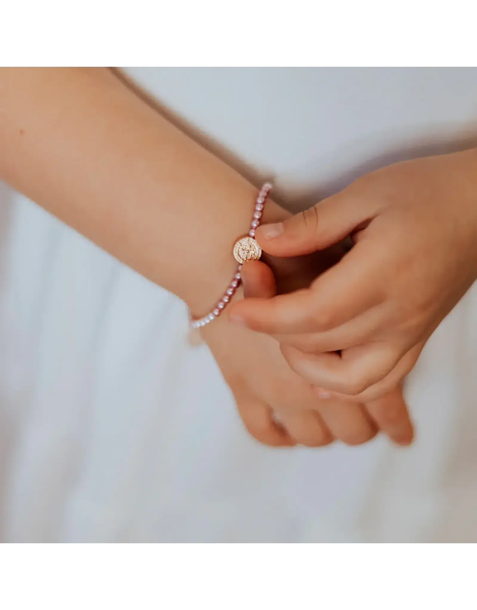 My Saint My Hero Kids Bracelet - Love Lights the Way, Crystal Pearl