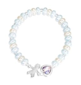 Hirten Pearlized Baby Bracelet with Guardian Angel Heart & Charm