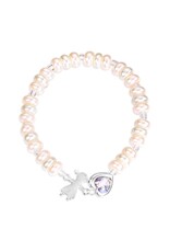 Hirten Pearlized Baby Bracelet with Guardian Angel Heart & Charm