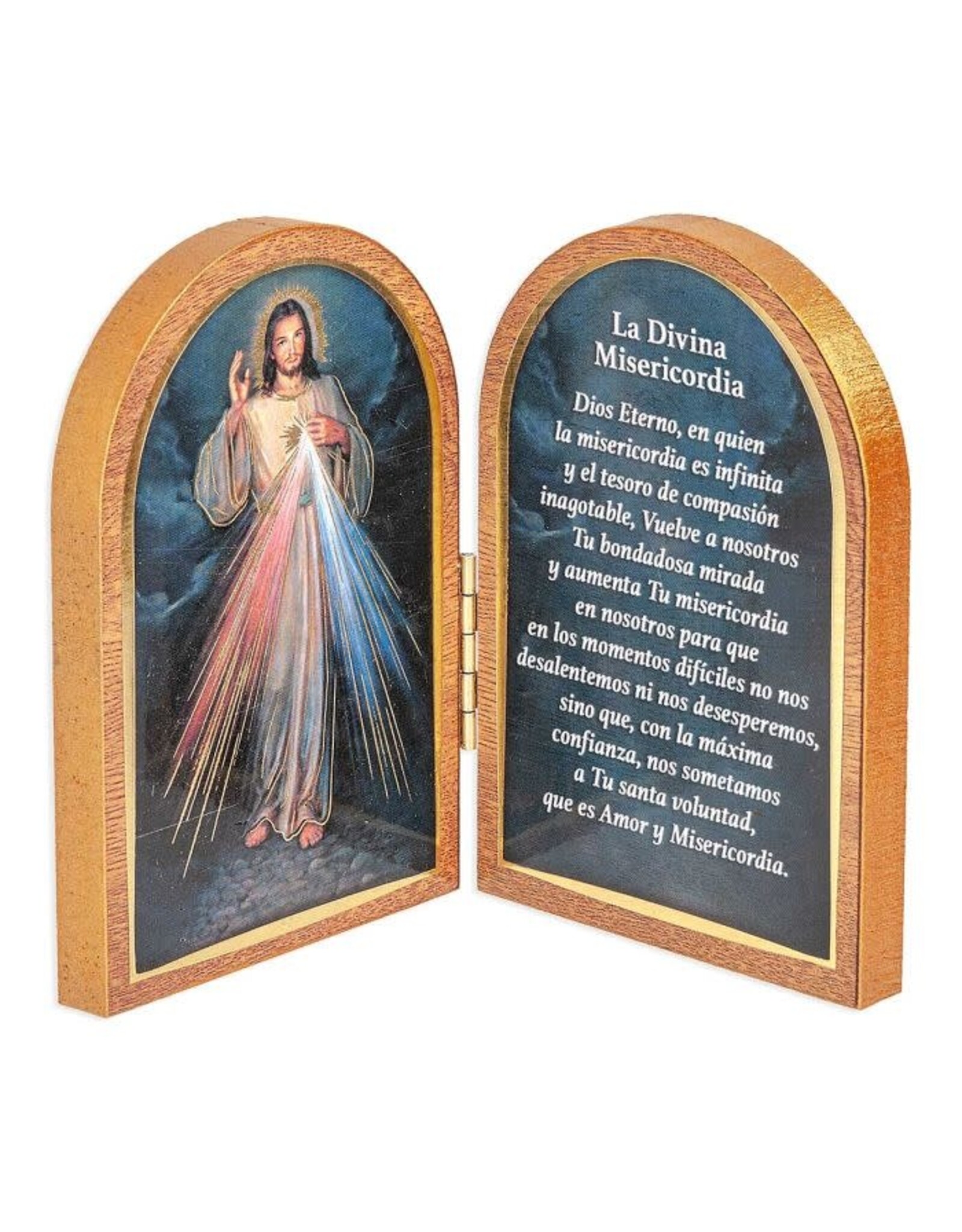 Hirten Diptych, Standing, Natural Wood, Spanish, 5"x3.5" - Various Subjects