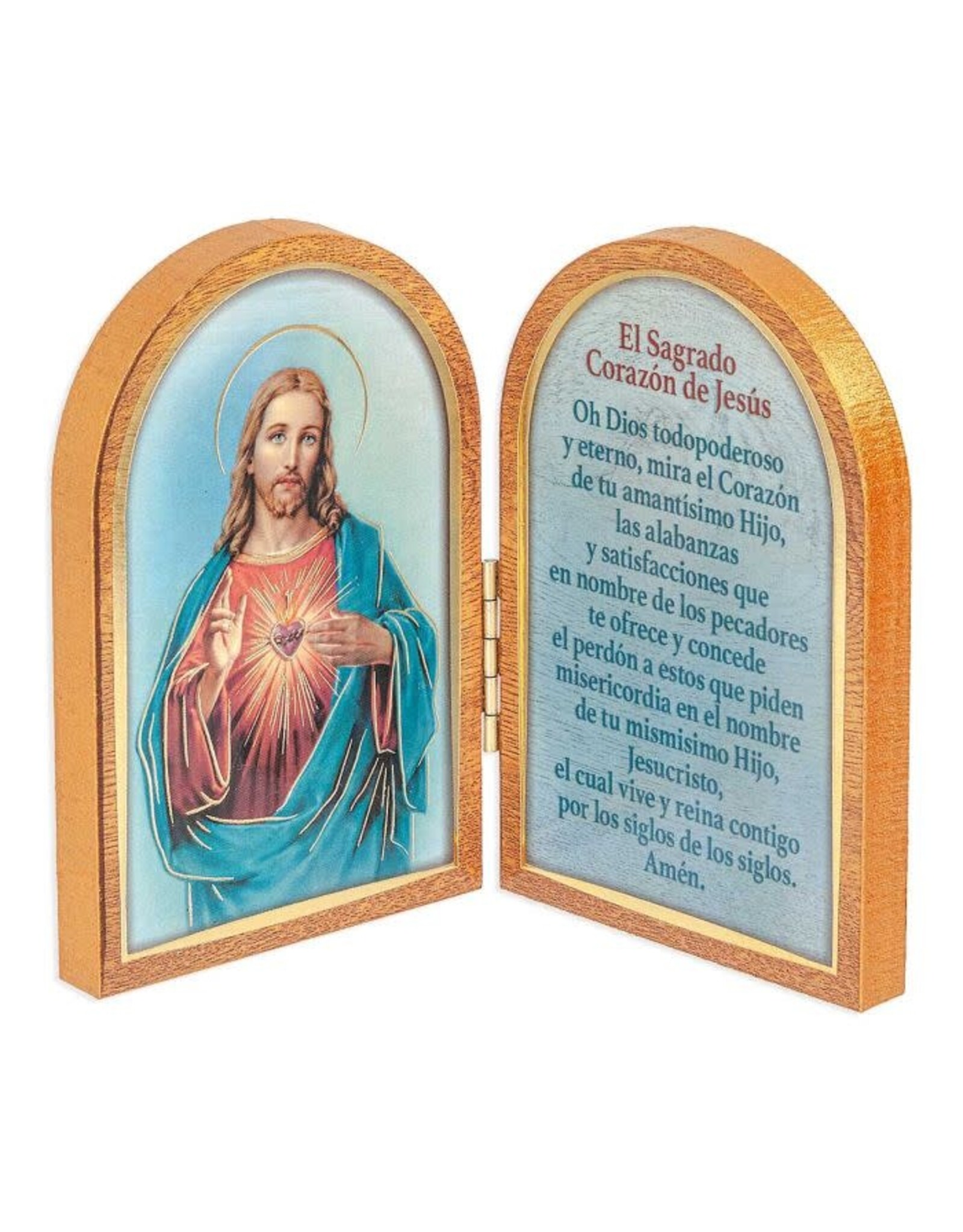 Hirten Diptych, Standing, Natural Wood, Spanish, 5"x3.5" - Various Subjects