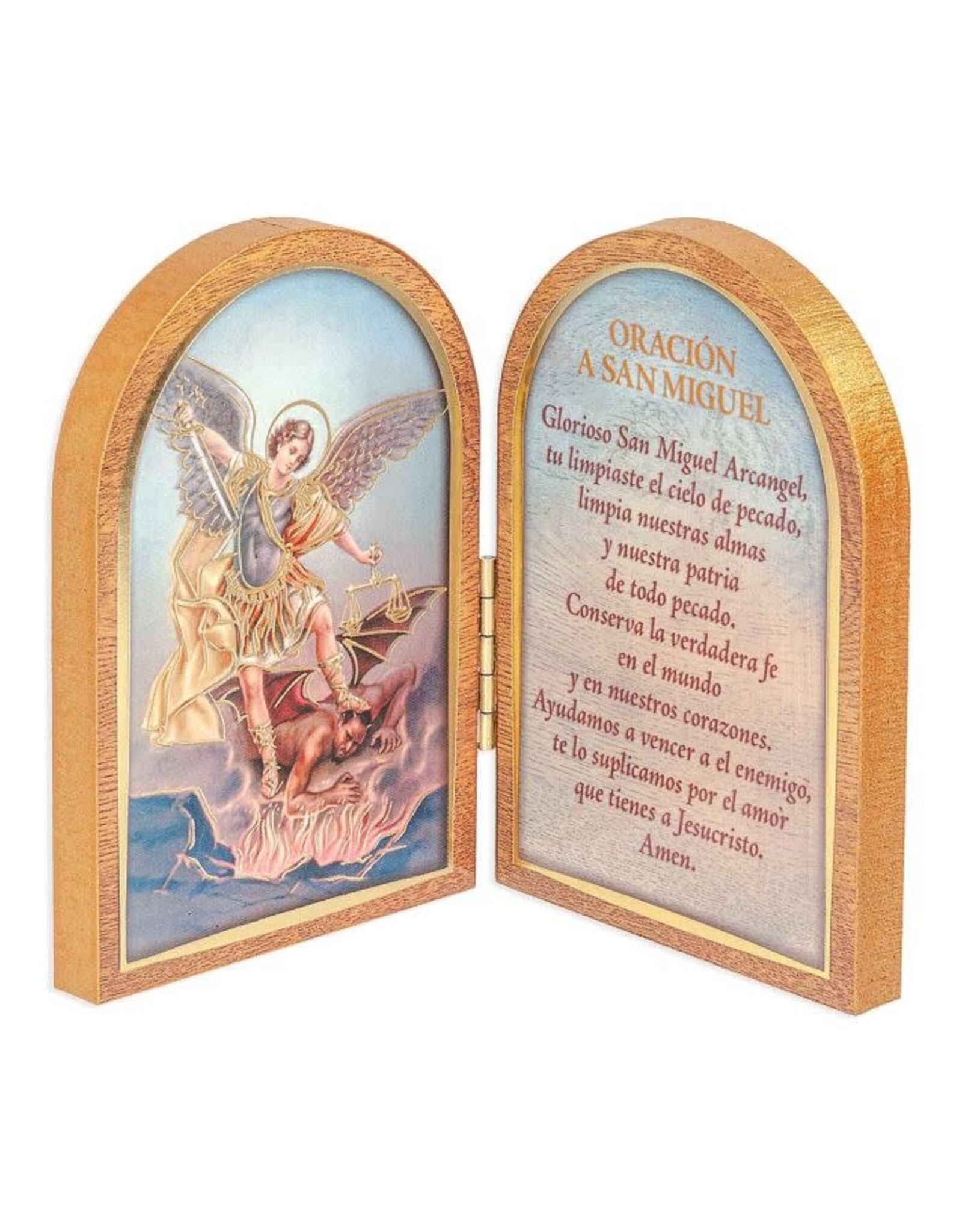 Hirten Diptych, Standing, Natural Wood, Spanish, 5"x3.5" - Various Subjects