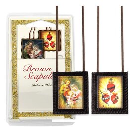 Hirten Scapular - Brown, JMJ Three Hearts