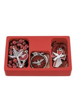 Hirten Confirmation Set - Rosary, Keychain, & Pendant on Red Cord in Red Wooden Box
