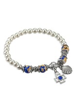 Hirten Baptism Bracelet (All Ages), Blue & Pearl Beads with Shell Medal