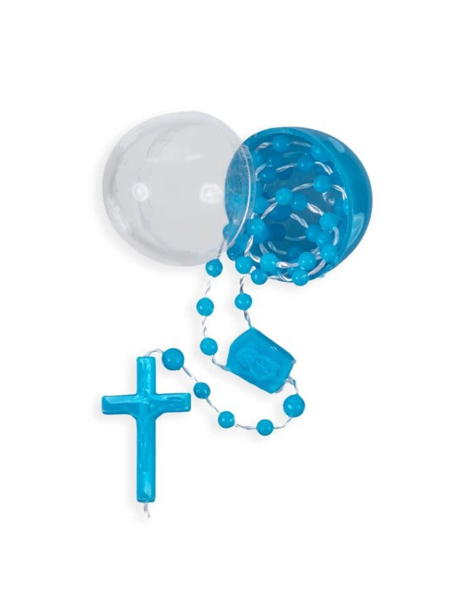 Hirten Plastic Egg with Rosary - Blue. Pink. & White
