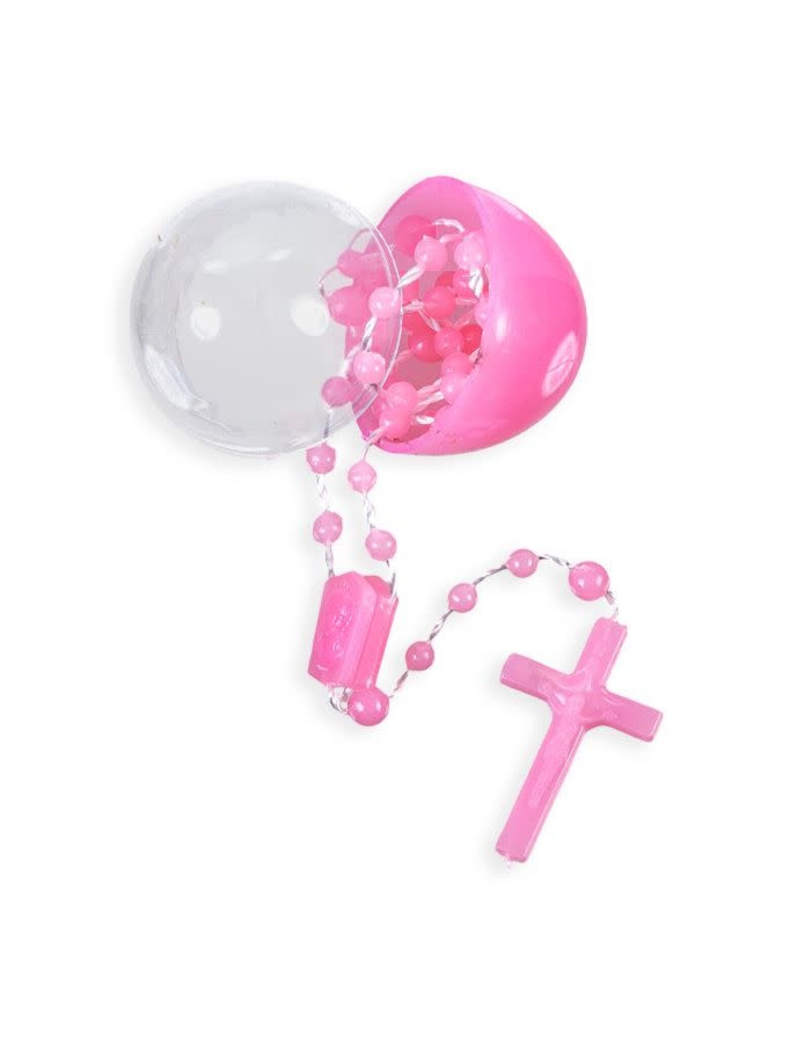 Hirten Plastic Egg with Rosary - Blue. Pink. & White