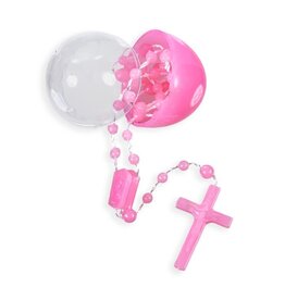 Hirten Plastic Egg with Rosary - Blue. Pink. & White