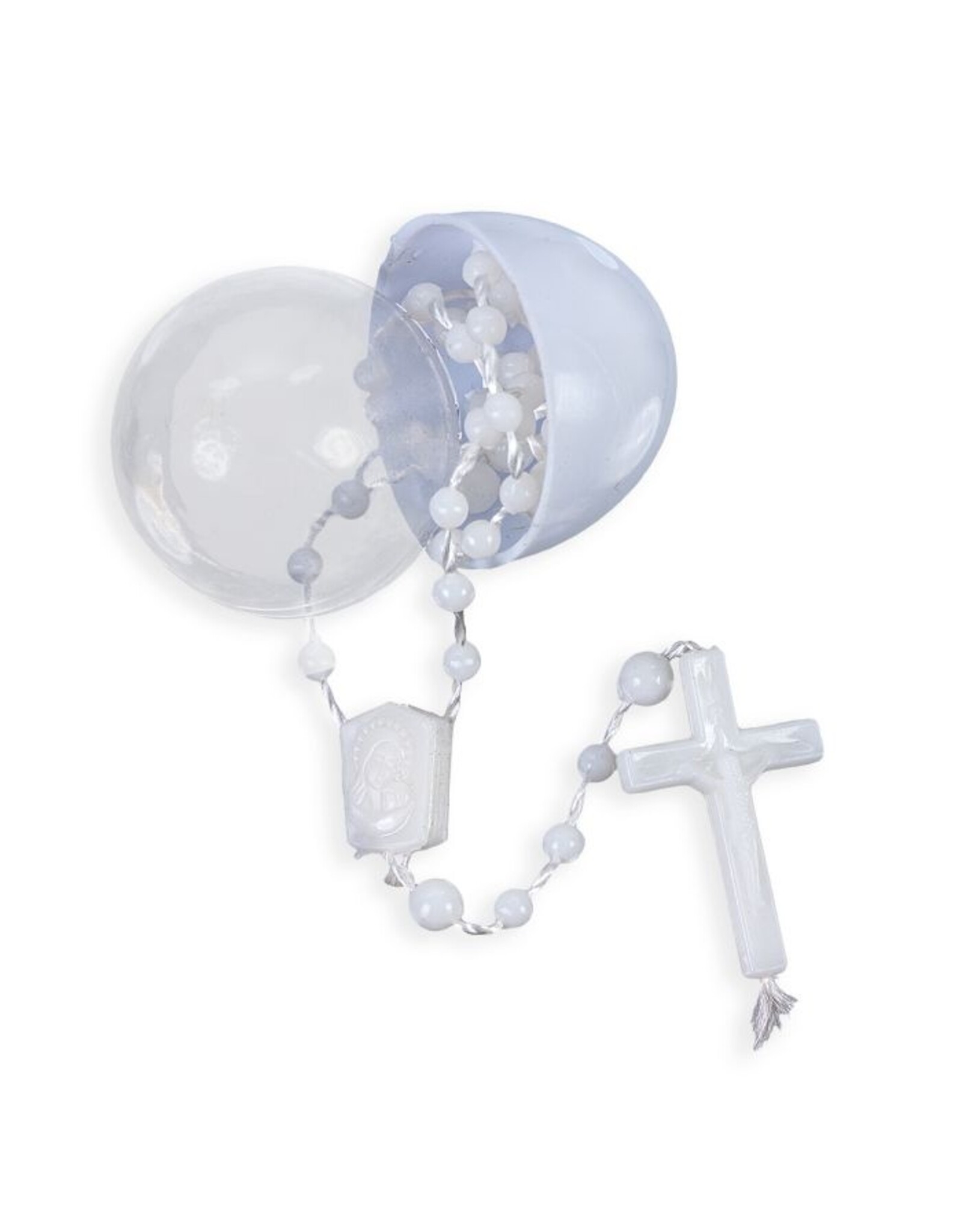Hirten Plastic Egg with Rosary - Blue. Pink. & White
