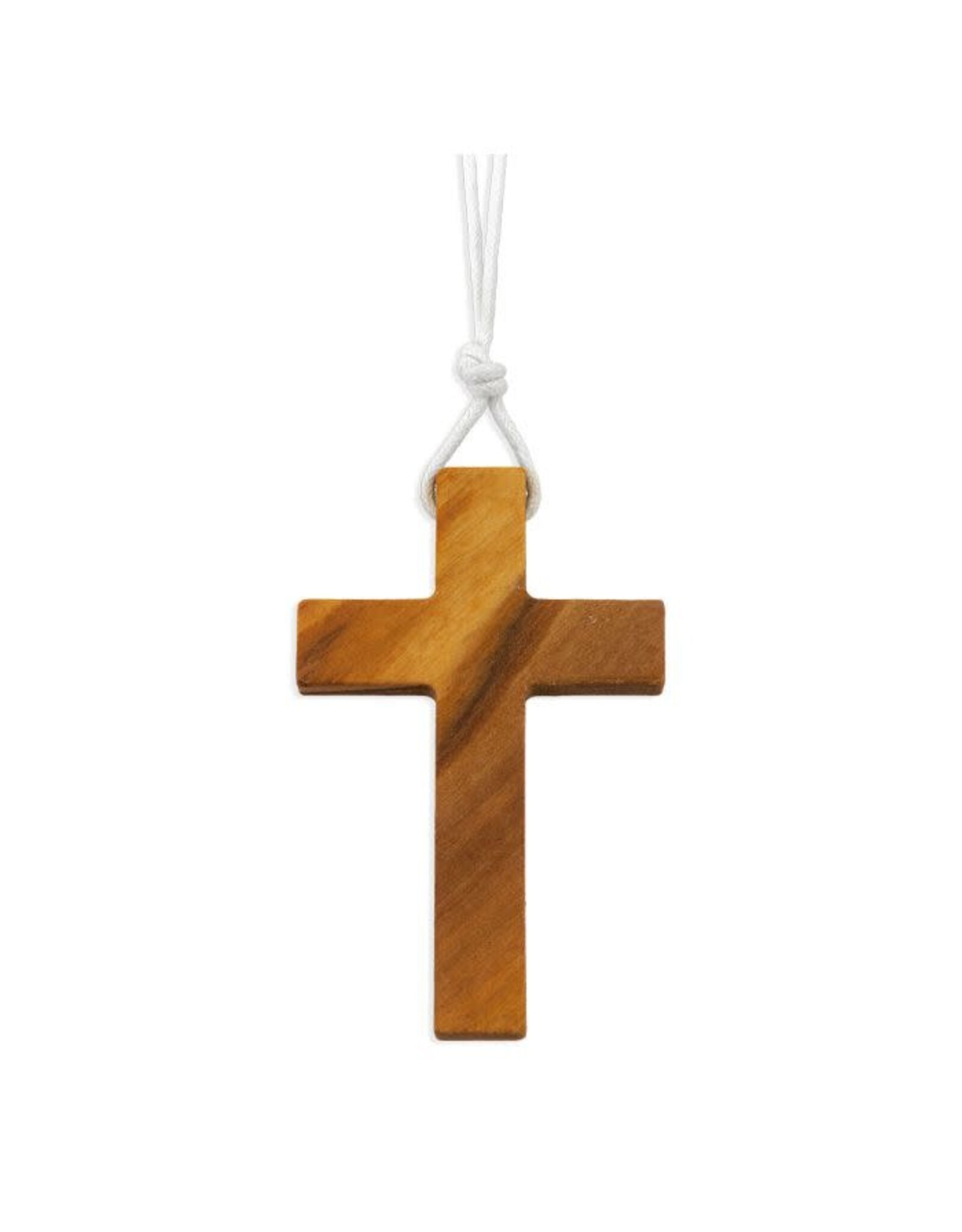 Hirten Pendant - Olive Wood Cross (3" Cross, 30" White Cord)