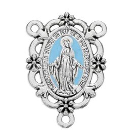 Hirten Rosary Centerpiece - Miraculous Medal with Aqua Epoxy Center