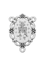 Hirten Rosary Centerpiece - Miraculous Medal with Aqua Epoxy Center