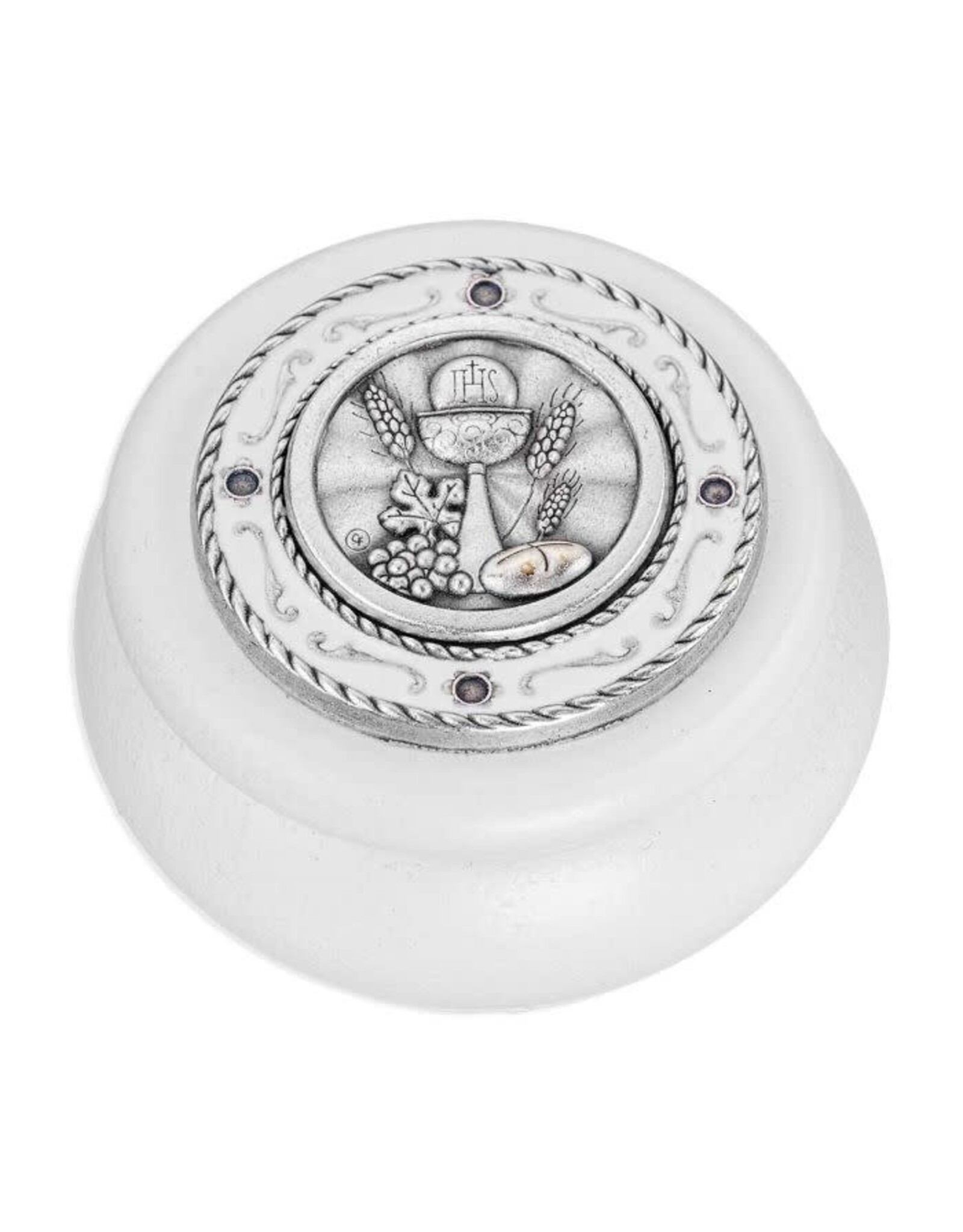 Hirten Rosary Box - Wood with Oxidized Metal & Epoxy - Confirmation Dove, First Communion or St. Benedict