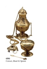 Molina Censer & Boat with Spoon - Copper Brass Finish