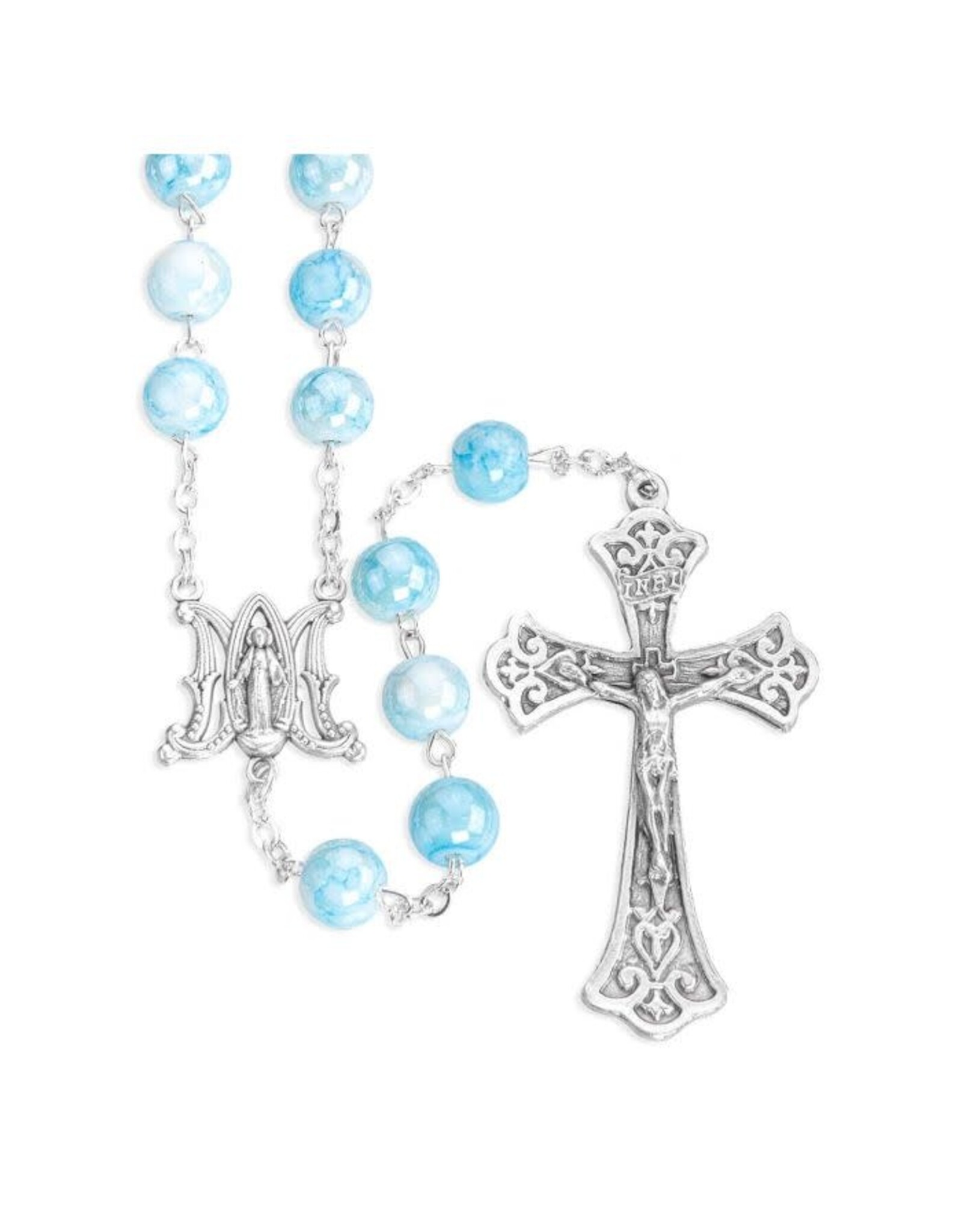 Hirten Rosary - Marbleized Glass Beads, 8mm -
