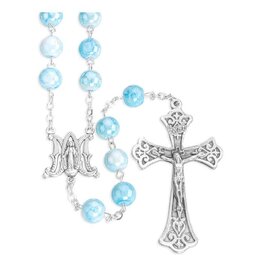 Hirten Rosary - Marbleized Glass Beads, 8mm -