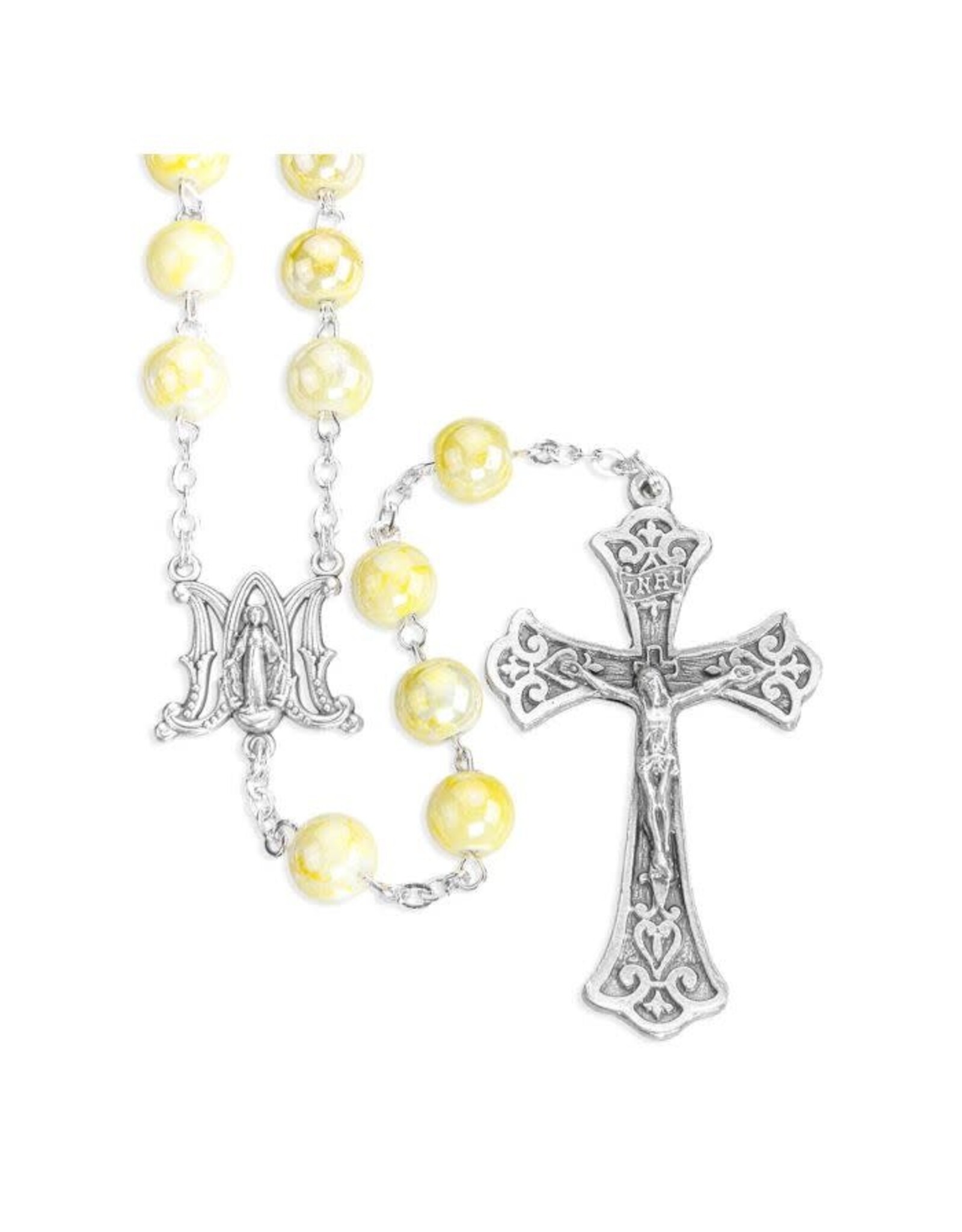 Hirten Rosary - Marbleized Glass Beads, 8mm -
