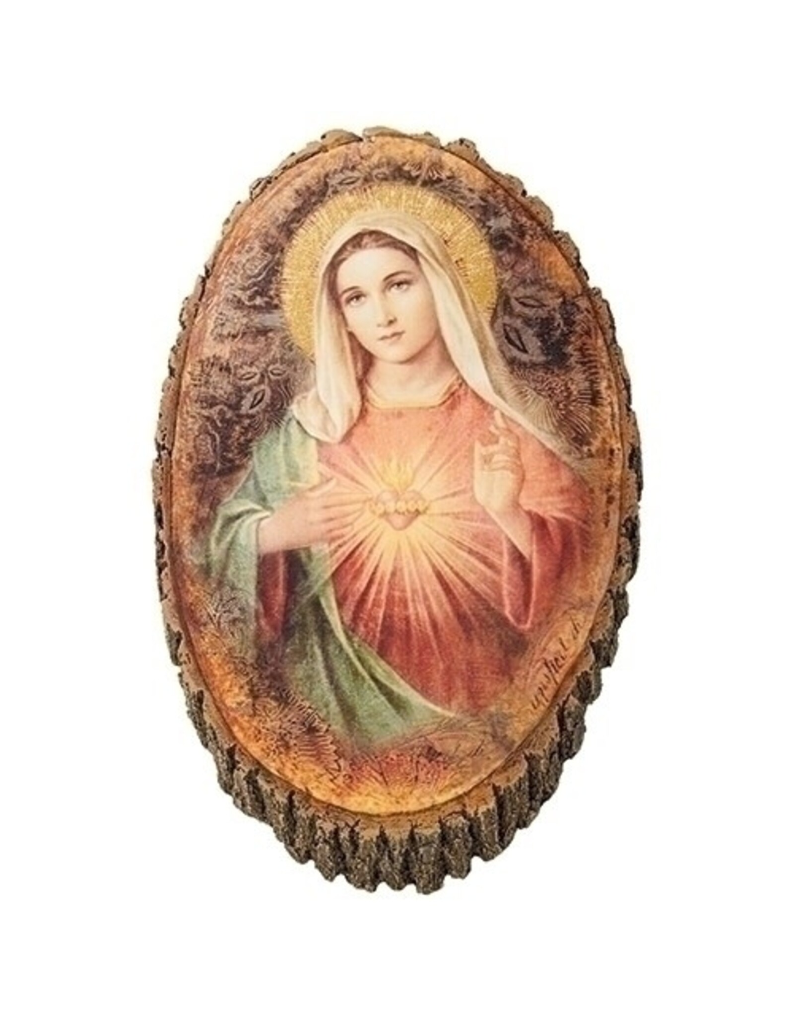 Roman Wood Plaque - Immaculate Heart of Mary (12.25")