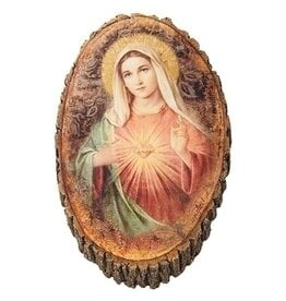Roman Wood Plaque - Immaculate Heart of Mary (12.25")
