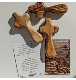 Shomali Olive Wood Comfort Cross from Holy Land (4")