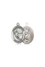 Bliss St Christopher Hockey Medal - Sterling Silver, Oval Patron Series